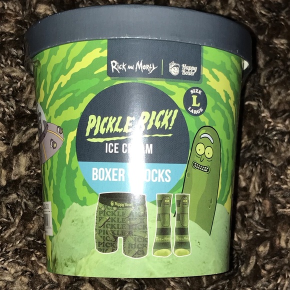 Warner Bros. Other - Rick And Morty Warner Brothers Pickle Rick Ice Cream Boxer & Socks Gift Pack NEW